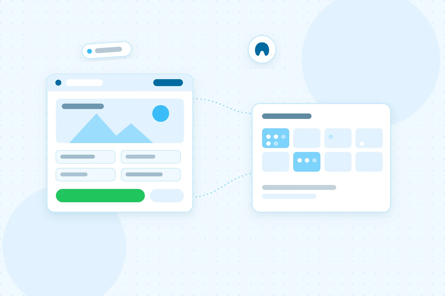Illustration of a clinic website with appointment cards and a calm, organised layout