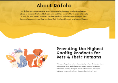 Rafola.in: A Colorful and Engaging E-Commerce Website for Exotic Pet Food