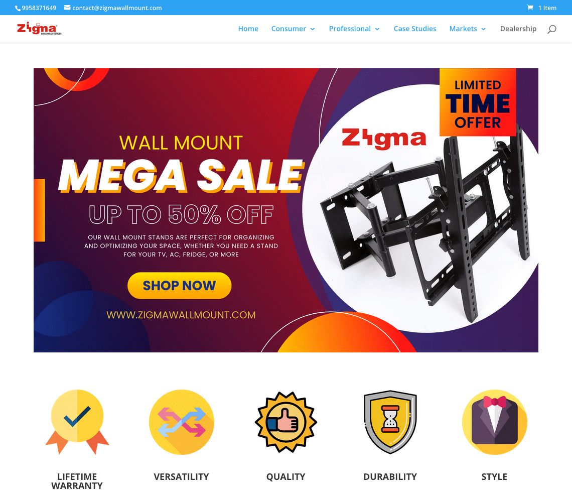 Zigma Wall Mount - Custom Website Design by FastestRank