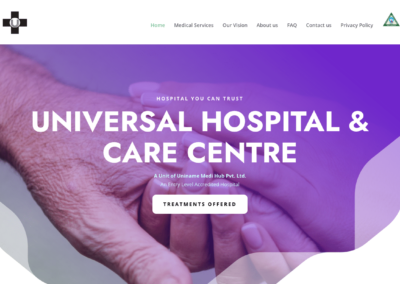 Healthcare Website for Universal Hospital Indore