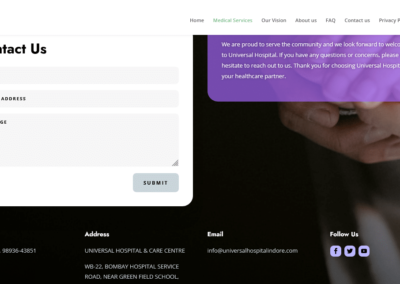 Healthcare Website for Universal Hospital Indore