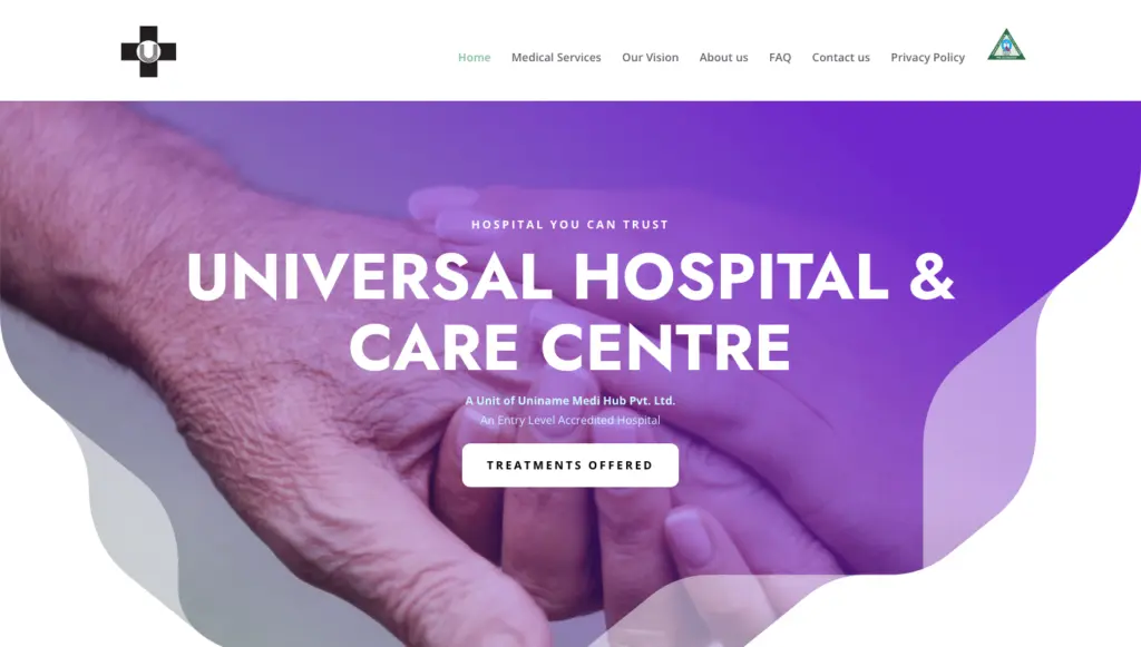 Building a Health care Website for Universal Hospital Indore